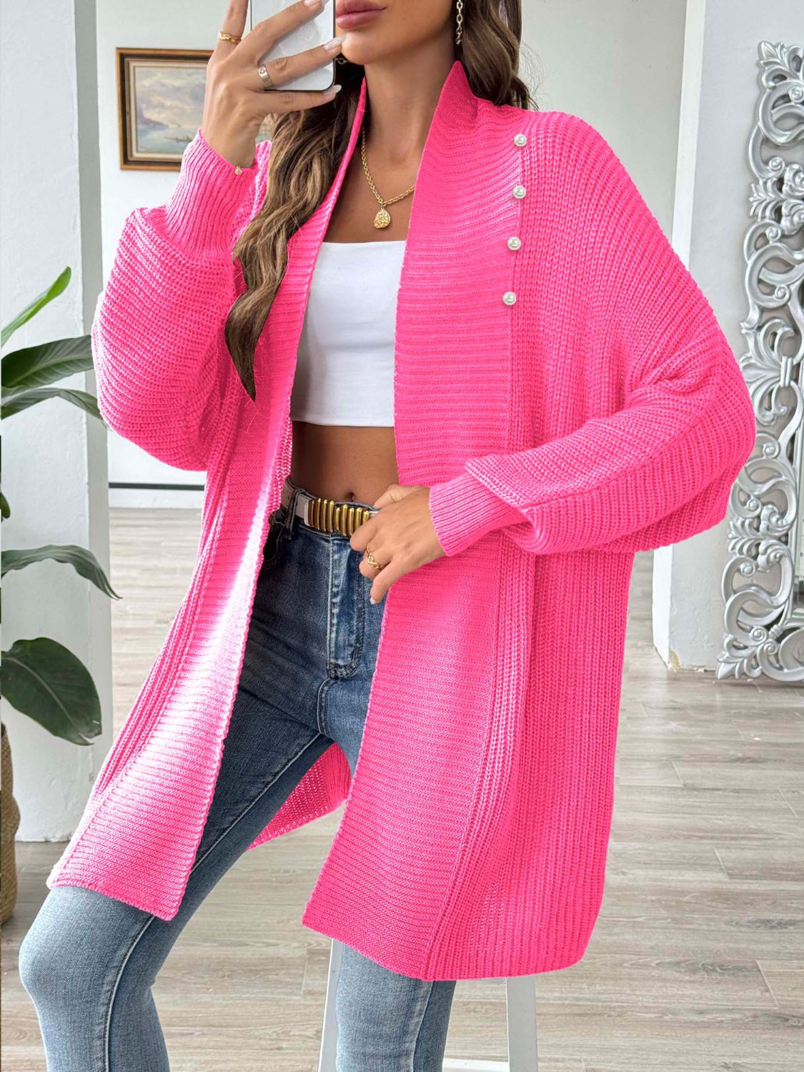 Open Front Long Sleeve Cardigan