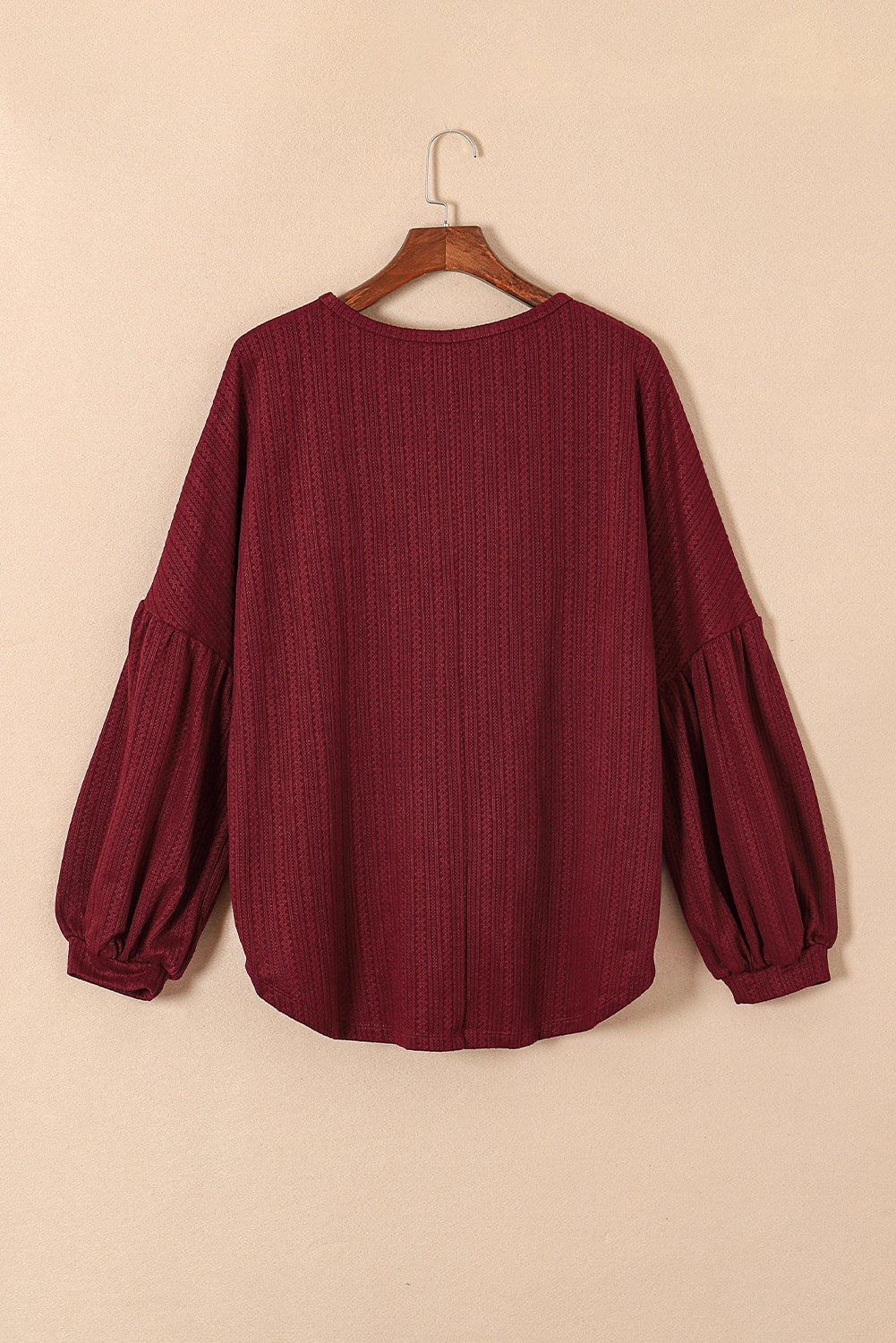 Red Dahlia Plus Size Balloon Sleeve Textured Knit Top