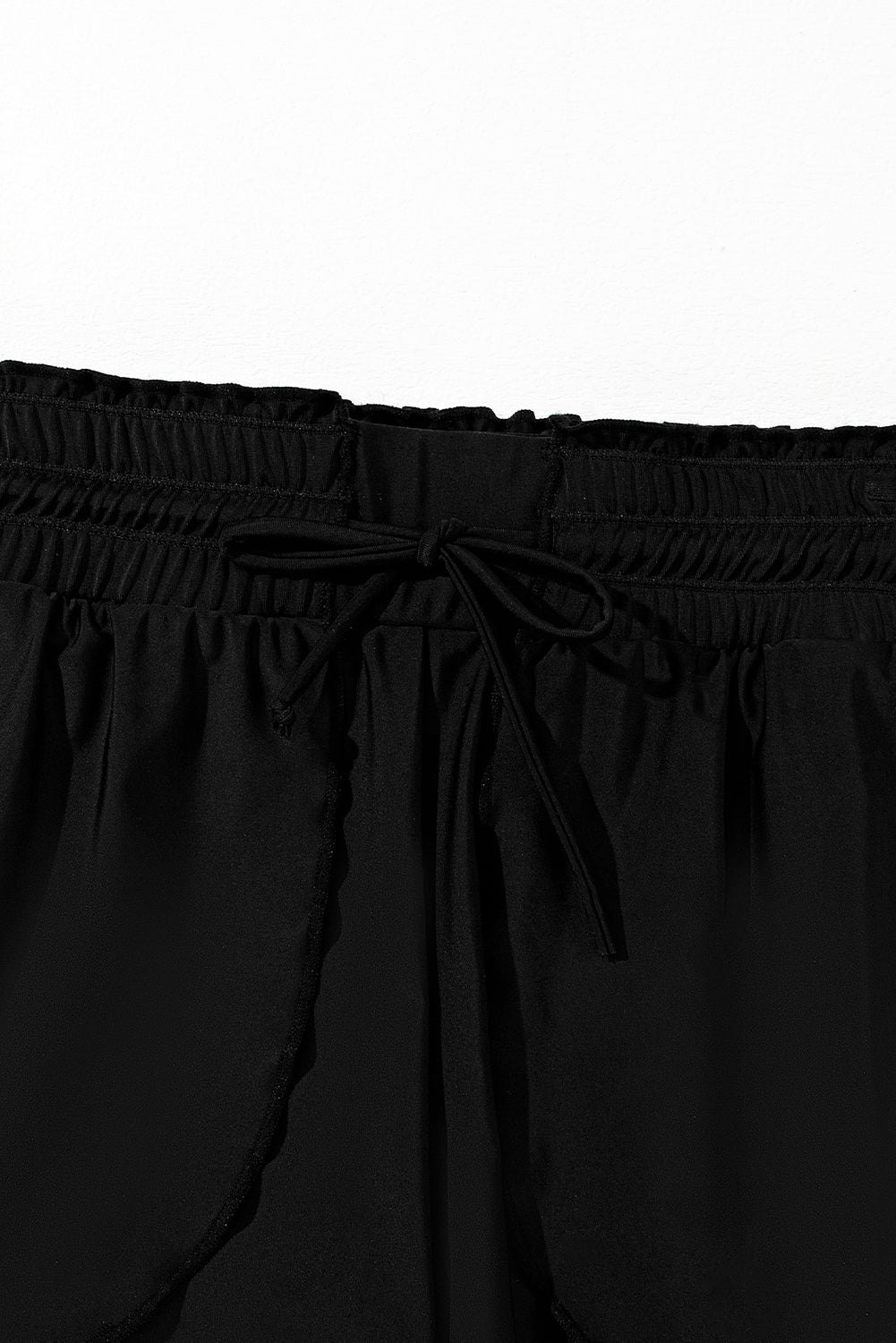 Black Frilly High Waist Petal Wrap Swim Shorts